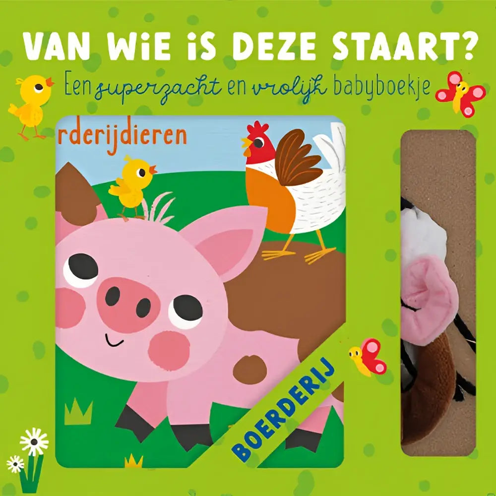 Illustratie van een zacht knuffelboekje met een zachte roze varken en kleurrijke illustraties voor kinderen