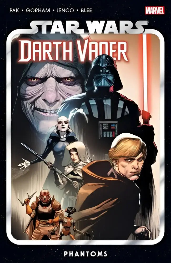 Star wars darth vader comic book cover by Greg pak vol 10 featuring a black silver armored figure with red lightsaber