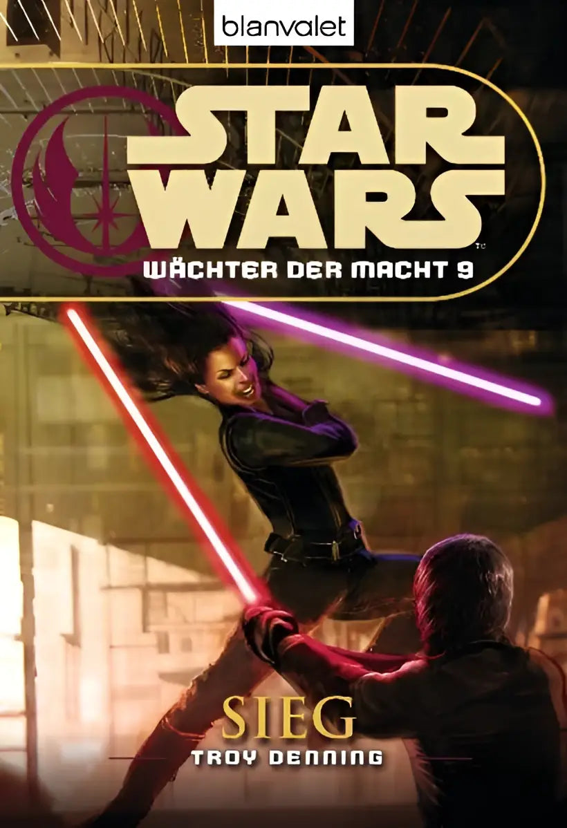 Paperback boek star wars wächter der macht 09 met dynamische coverillustratie van lichtzwaardgevecht