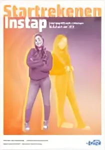Paar paarse, doorschijnende plastic figuren met lange ledematen en gestileerde gezichten voor startrekenen instap