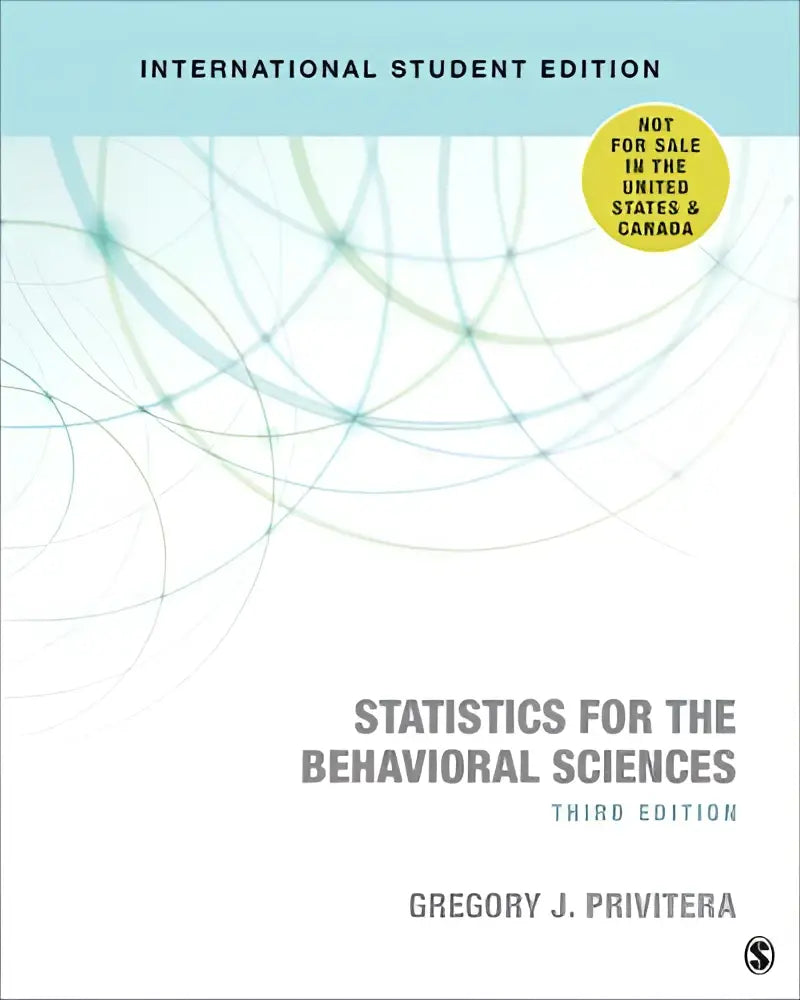 Internationale uitgave van het statistiek voor de gedragswetenschappen studieboek met een lichtblauwe omslag en abstracte teallijnen