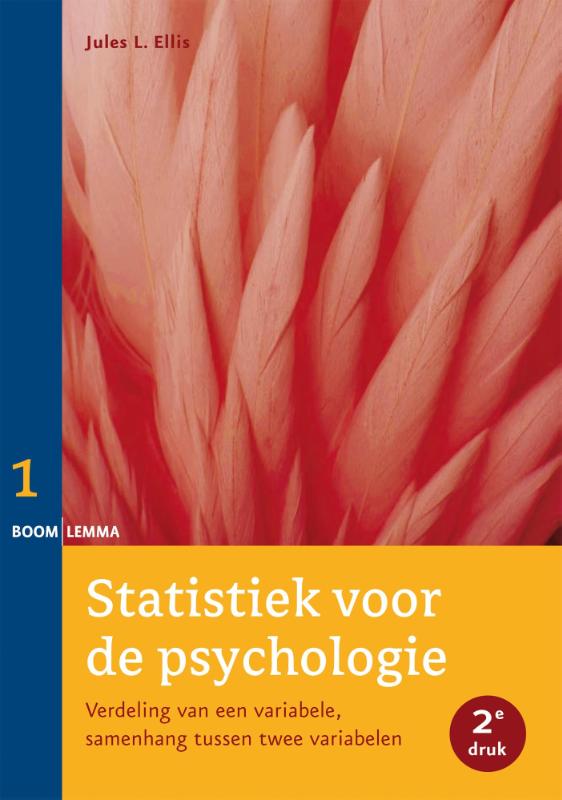 Boekcover Statistiek voor de psychologie deel 1 2e druk met roze veertextuur
