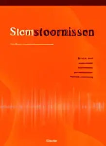 Oranje poster stemstoornissen met zwarte tekst en subtiel golvend patroon voor fons mertens jan vanderwegen louis heylen