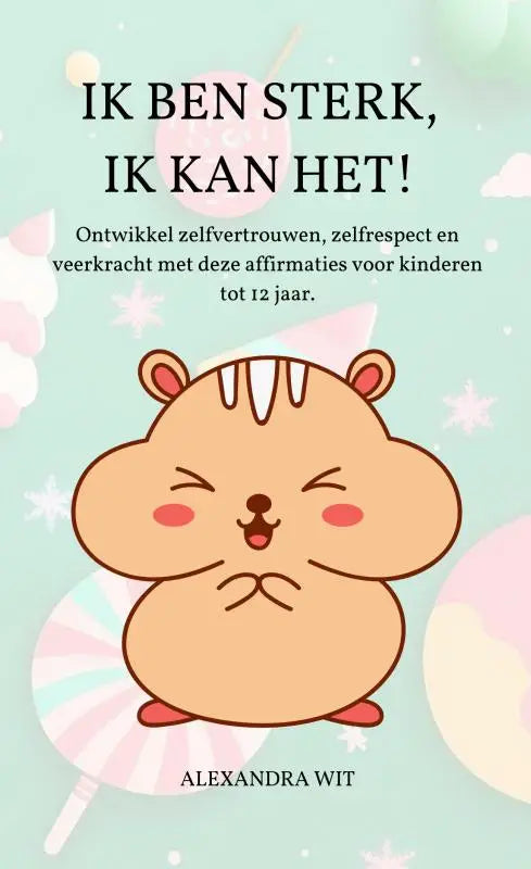 Illustratie van een schattige beige hamster met roze wangen en rode voeten voor jonge lezers om zelfvertrouwen te ontwikkelen