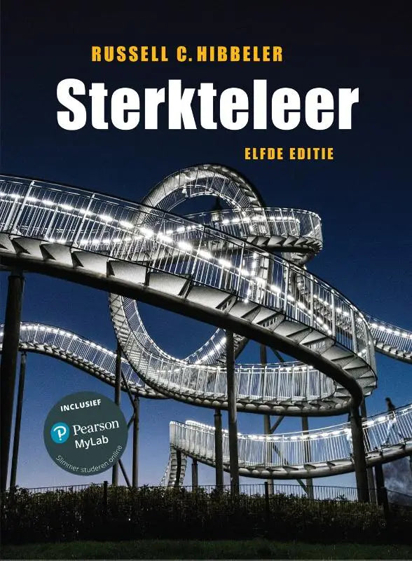 De voorkant van het boek sterkteleer door russell c met een blauwe en witte omslag gericht op materiaalkunde
