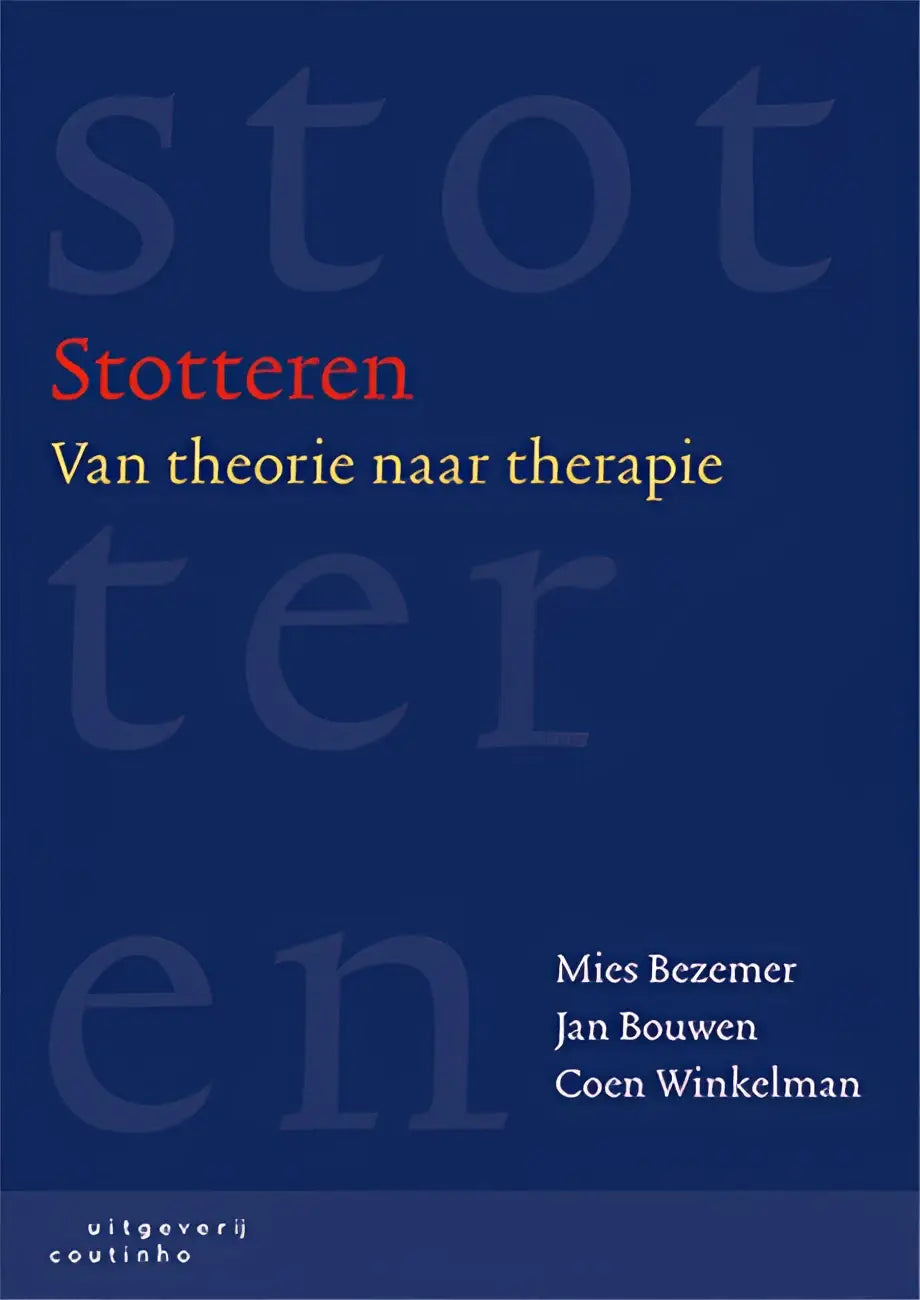 Blauwe boekcover Stotteren: van theorie naar therapie door Mies Bezemer e.a