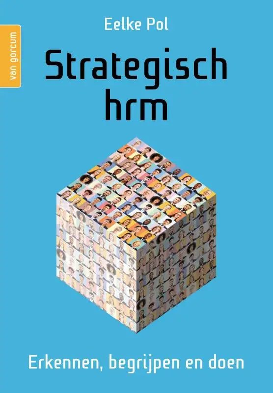 Blauw boek strategisch hrm van eelke pol met kubus van kleine portretten voor binnen personeel management
