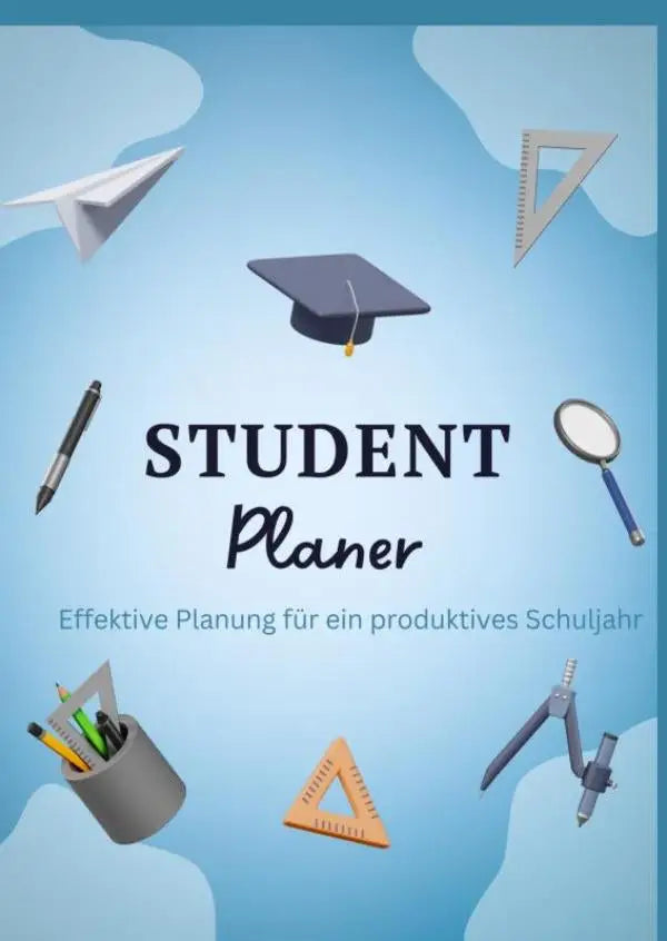 Blauwe afstudeerhoed met gouden kwast gebruikt voor een effectieve planning van ein produktives schuljahr