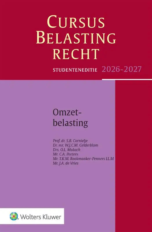 Rood en paarse studentenedition cursus belastingrecht boekomslag omzetbelasting 2026-2027 wolters kluwer