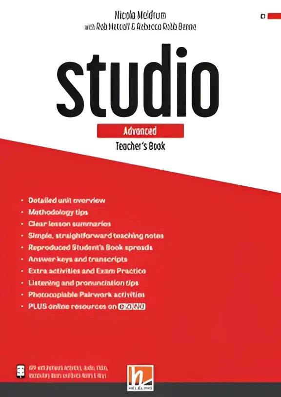Rode en witte Studio Advanced Teacher’s Book met e-zone van Houghton Mifflin Harcourt