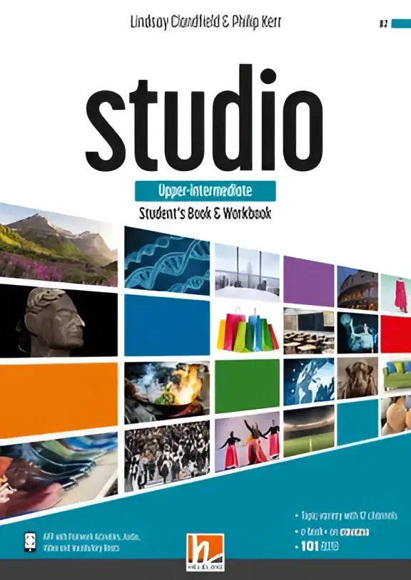 Studio Upper-Intermediate Student’s Book en Workbook door Lindsay Clandfield en Philip Kerr, levendige covercollage