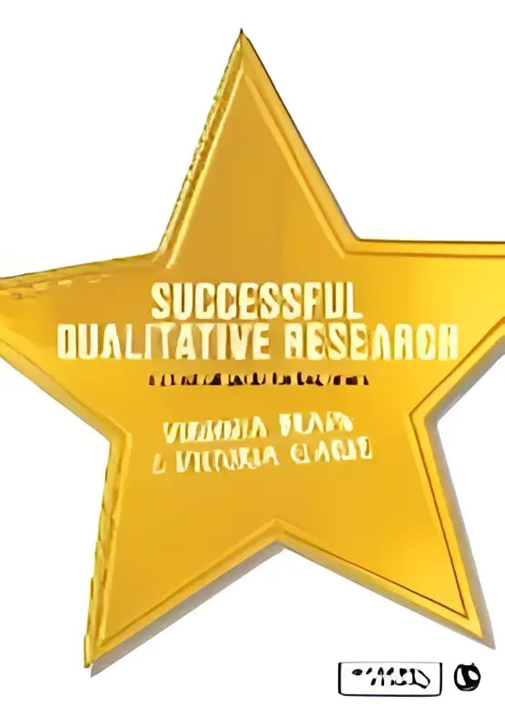 Gouden stervormige awardplaquette met tekst succesvolle kwalitatieve research voor beginners praktische gids
