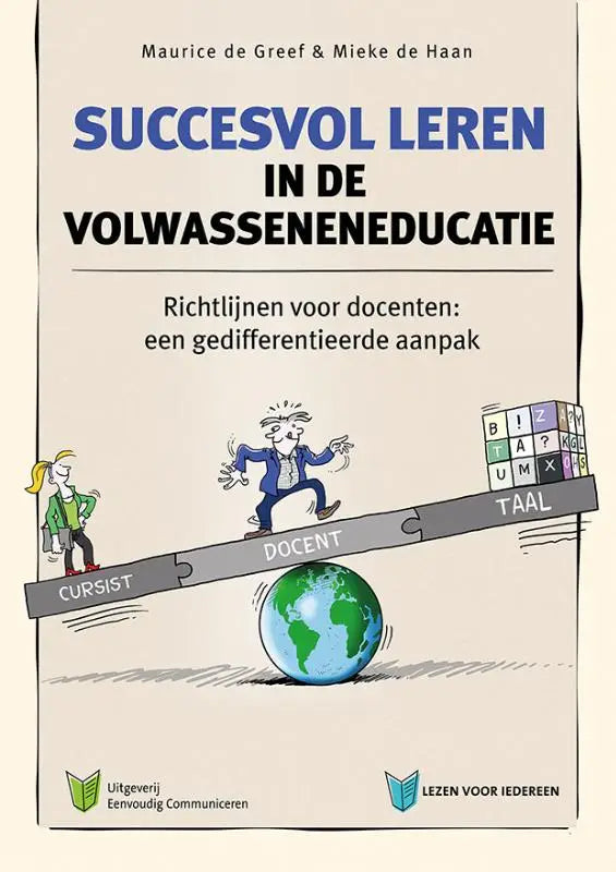 Boekcover beige met blauwe en zwarte tekst succesvol leren in de volwasseneneducatie met gedifferentieerde aanpak