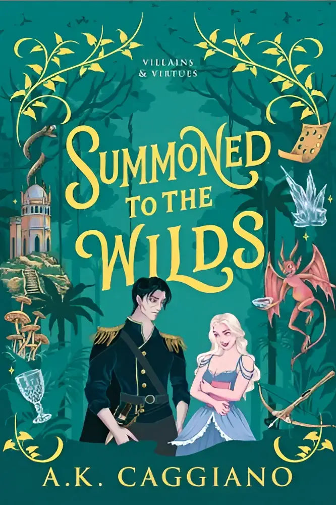 De boekcover van summoned to the wilds door a.k. toont een cosy enemies enemies to lovers romantasy avontuur