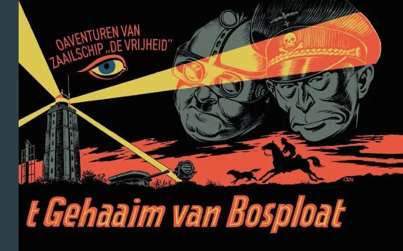 De cover van het Nederlandse graphic novel t gehaaim van bosplaat door pieter kuhn en evert werkman in zwart oranje geel uitgeverij personalia