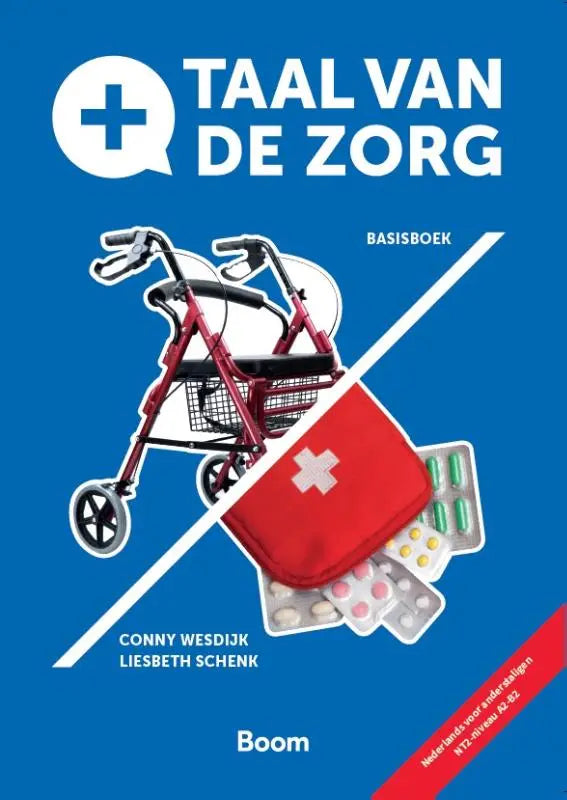 Rood medische kit met wit kruis voorzijde in het product taal van de zorg basisboek voor medische toepassingen
