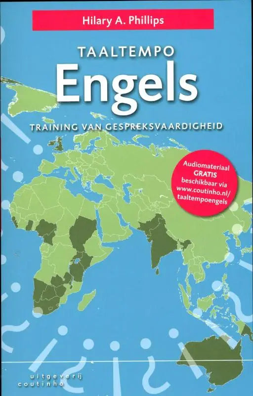 Taaltempo engels boek met blauwgroene wereldkaart cover voor training van gespreksvaardigheid door Hilary A