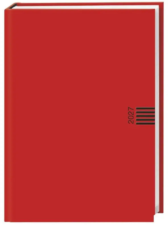 Tages-Cheftimer A5, rot 2027 - Roter Terminkalender mit Tageskalender. Buch-Kalender mit Lesebändchen und Eckperforation. Wattierter Taschenkalender zum Planen von Terminen.
