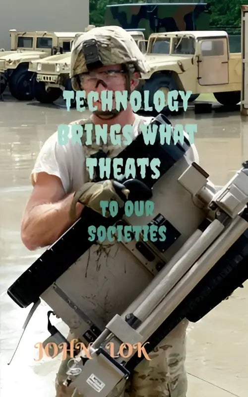 De boekcover technologie brings what toont een soldaat in camouflage met een tan militaire wapen met slijtage