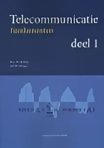 Blauw document omslag van telecommunicatie met witte tekst en subtiel rasterpatroon van uitgeverij stili novi