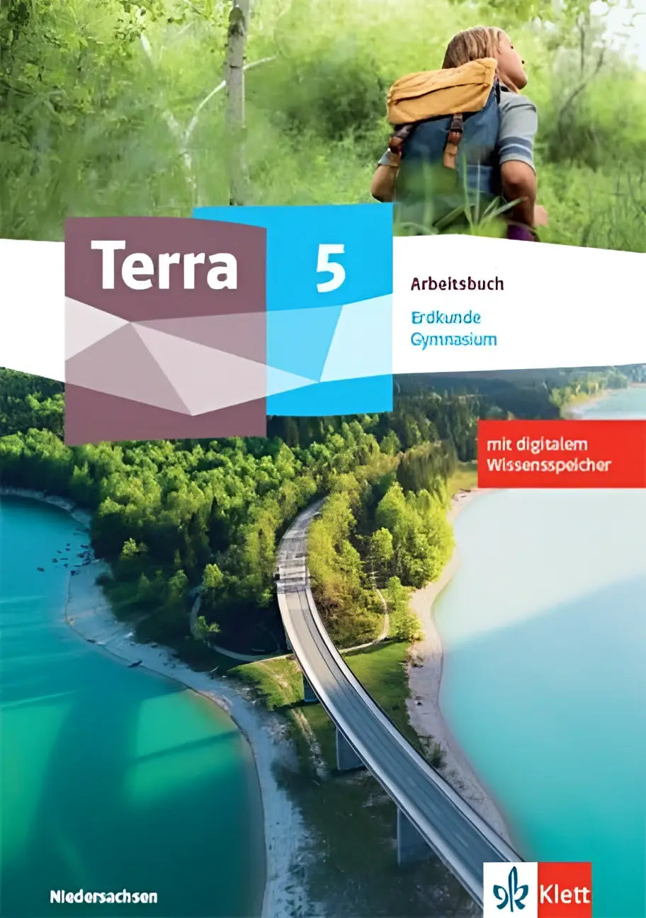 Terrakunde 1 arbeitsbuch mit ebook klasse 5 6 ausgabe niedersachsen gymnasium met levendige cover met weg langs turquoise water en groenvoorziening