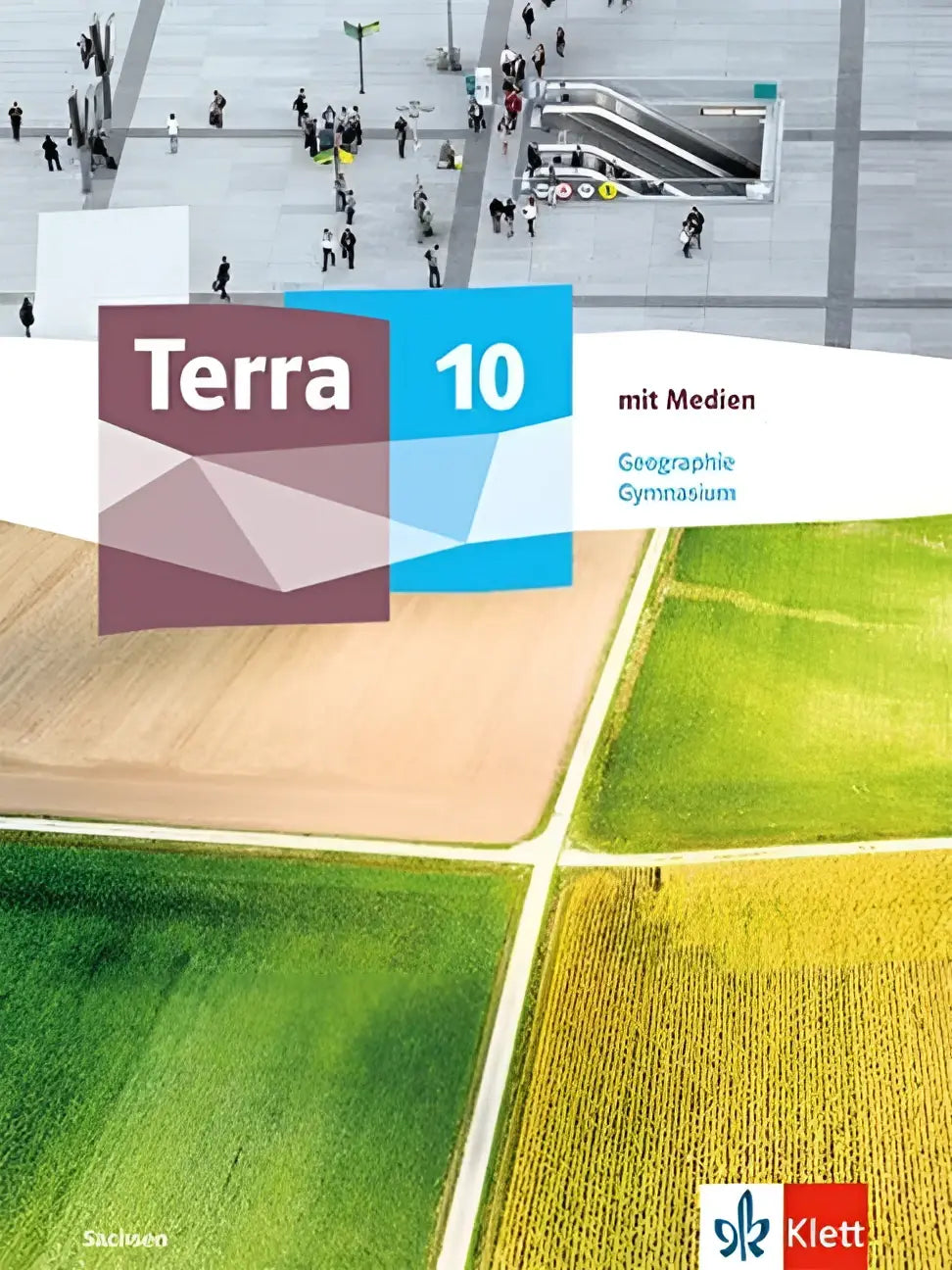 Terra geographie 10 ausgabe sachsen gymnasium schulbuch mit medien met modern geometrisch maroon en blauw omslag