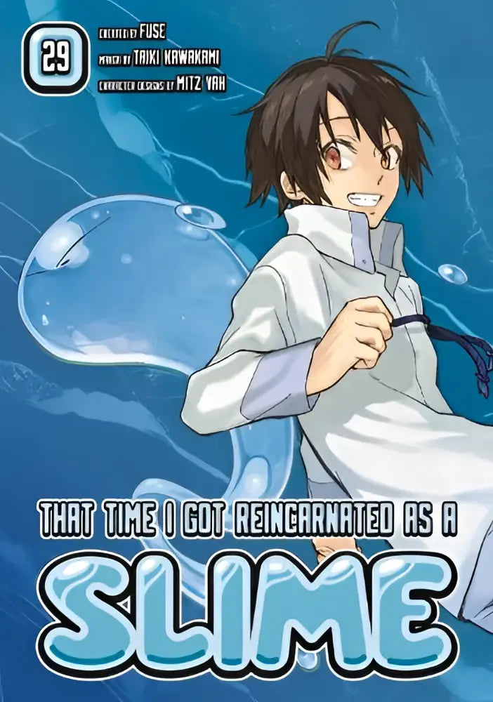 Cover art of time i got reincarnated as a slime 29 showing a young anime character in a white lab coat beside a blue slime bubble