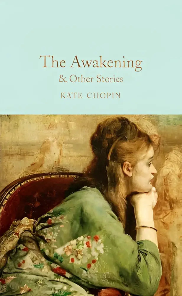 The awakening & other stories boek met zachte pastelcover en impressionistische schildering van vrouw in groene jurk