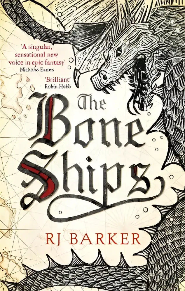 The bone ships fantasy novel by rj barker with black and red cover art, winner of the holdstock award for best fantasy novel