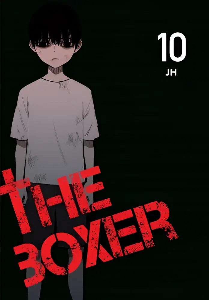 The boxer vol 10 manga cover features a black-haired anime boy in a plain white t-shirt on a dark background
