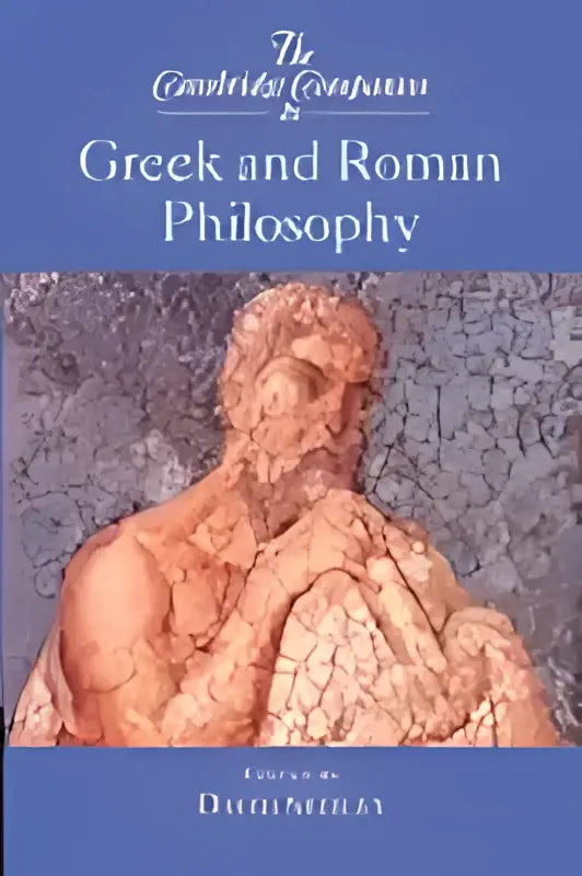 De cambridge companion to greek and roman philosophy boekomslag met klassieke illustratie van twee mannen in toga’s en titel