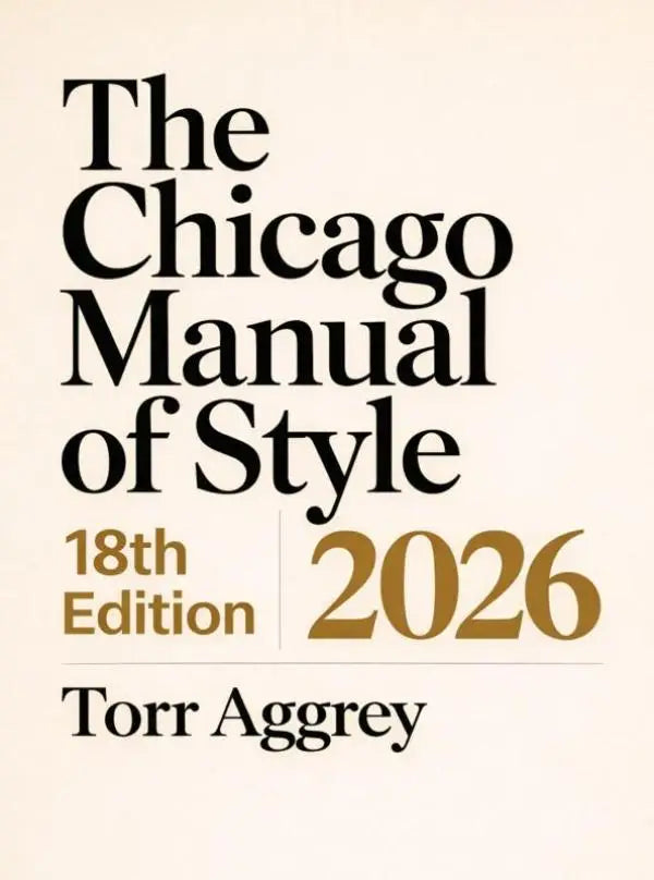 De chicago manual of style 18th edition 2026 met gedurfde zwarte serif typografie en gouden cijfers op crème kaft