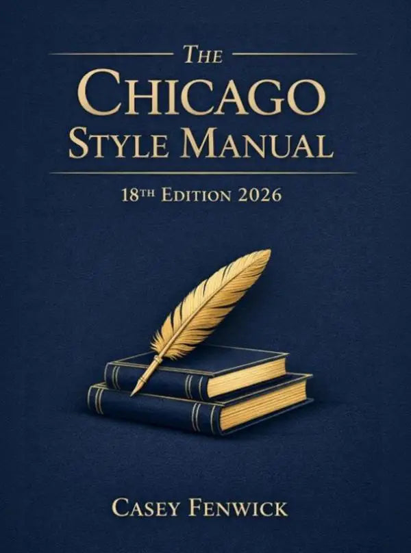 The chicago style manual 18th edition 2026 with deep navy blue cover gold lettering and golden quill for professional use