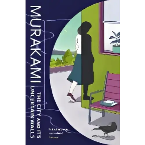 Stilistisch silhouet van twee figuren bij roze bank, Haruki Murakami De stad en haar onzekere muren