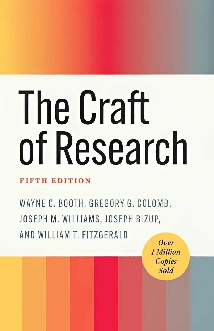 The craft of research fifth edition book cover with bold black text and vibrant orange and red stripes a thoroughly updated edition used at the university