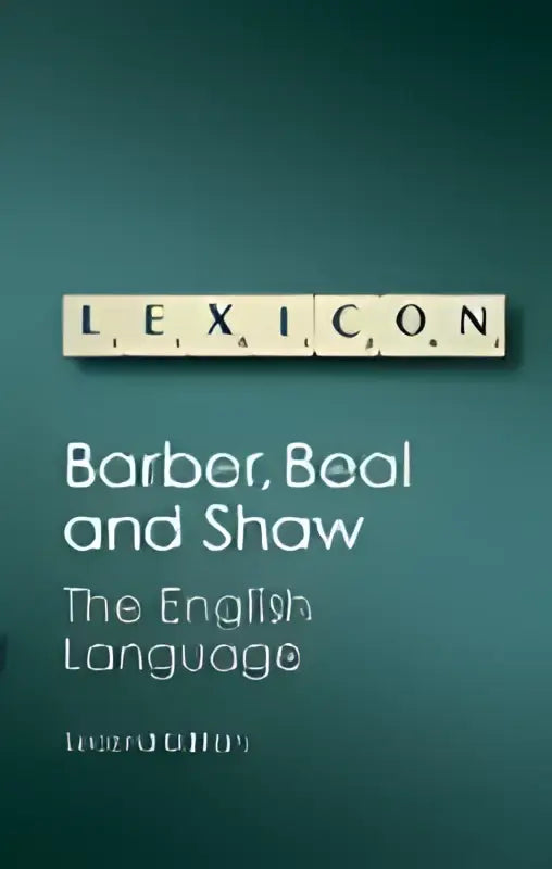Het boek lexicon van barber beal en shaw toont de titel over the english language op een donkergroene achtergrond