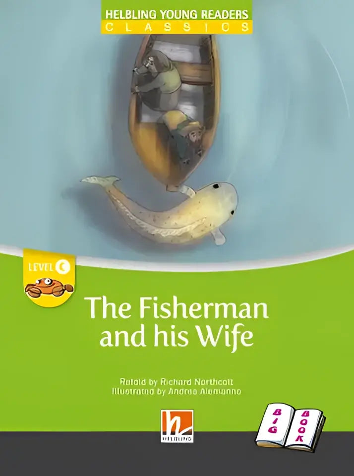 Grote boek De visser en zijn vrouw, niveau 3 kinderboek met kleurrijke cover