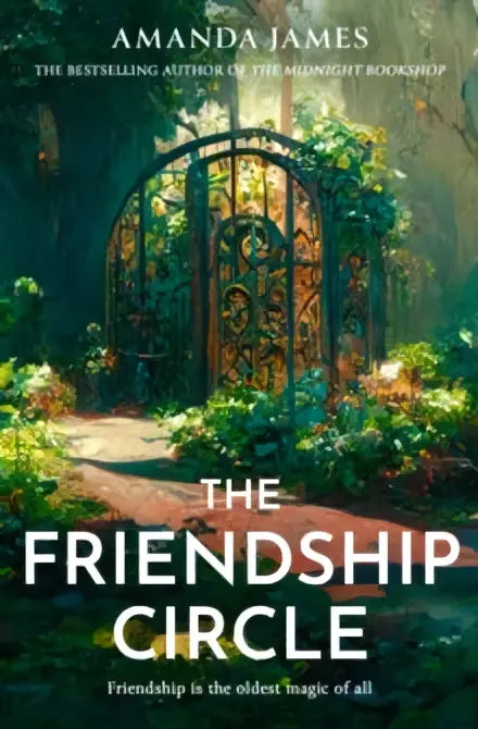 The friendship circle boek door amanda james toont een sierlijk smeedijzeren hek met weelderig groen en zacht licht