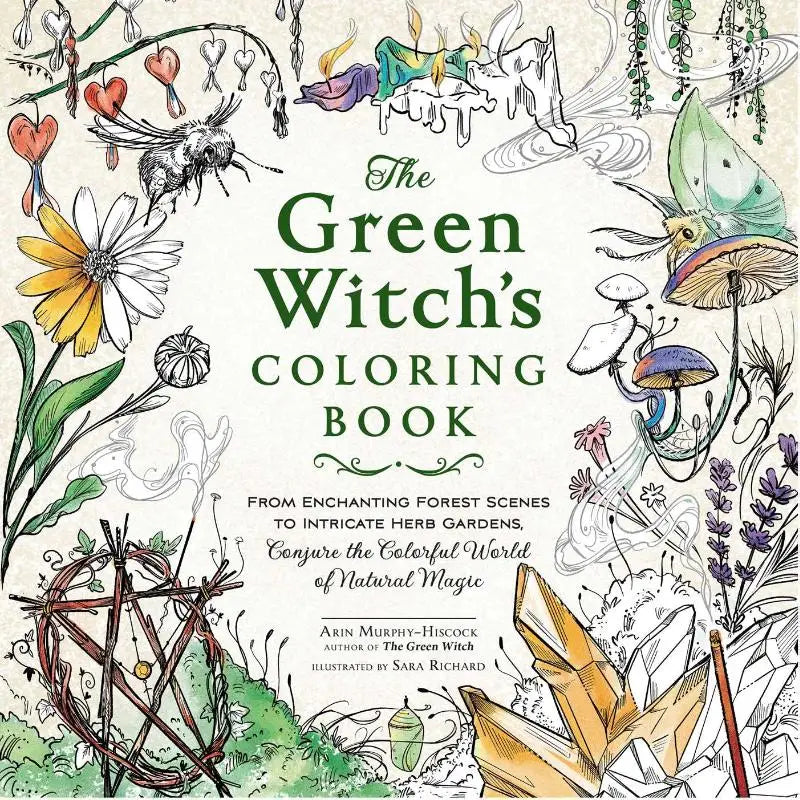 The green witchs coloring book features intricate illustrations of enchanting forest scenes and magical herb gardens