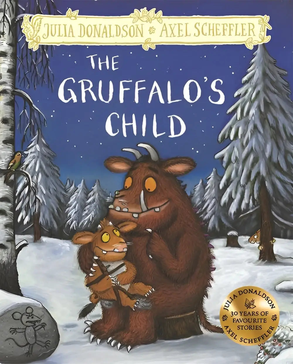 The gruffalos child hardback gift edition by julia donaldson and axel scheffler features a cozy snowy forest scene with the brown furry creature and its smaller counterpart