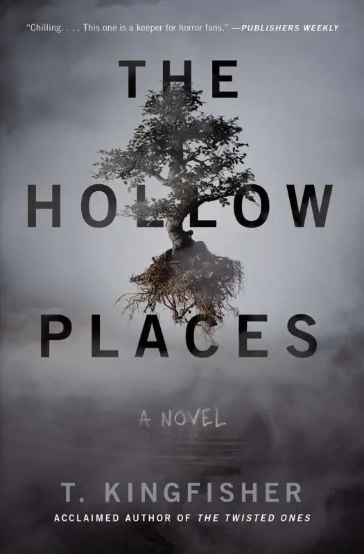 Afbeelding van de voorkant van het boek the hollow places door t met een donkere omslag en het woord hollow in groot font