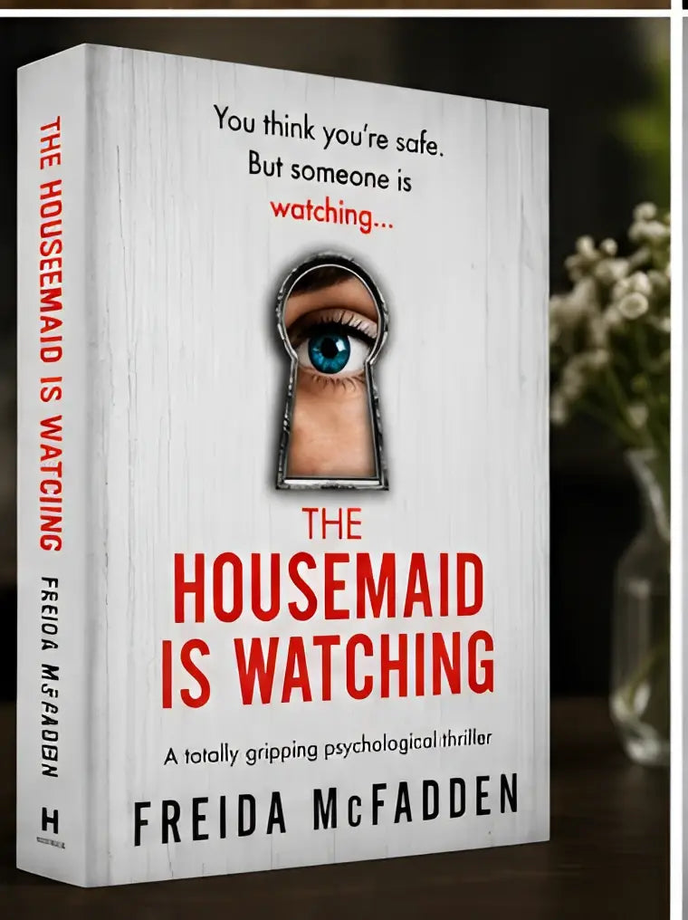 The housemaid is watching door freida mcfadden een witte psychologische spanning thriller met oog en sleutelgat ontwerp