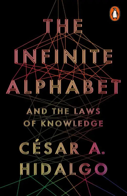 De boekcover van the infinite alphabet en de wetten van kennis door césar a toont een moderne educatieve uitgave