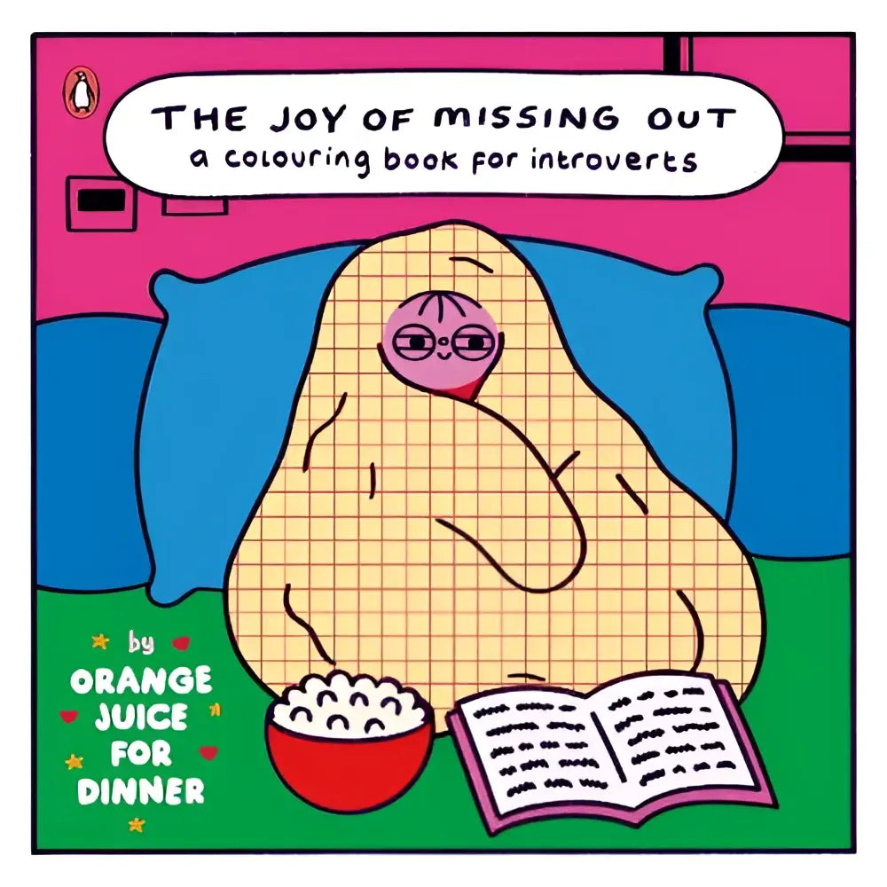 Een beige deken met rasterpatroon en cartoongezicht dat eruit gluurt voor the joy of missing out