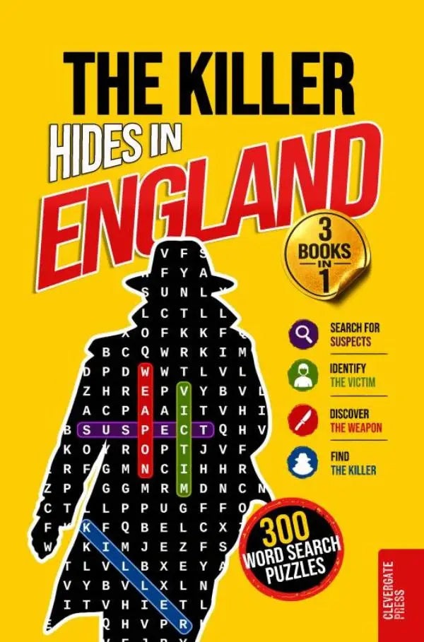 The Killer Hides in England - Vol. 1-3 Collection | Murder Mystery Wordsearch Book for Adults | 300 Crime Puzzles from London, Manchester and Birmingham | Whodunnit, Detective Case