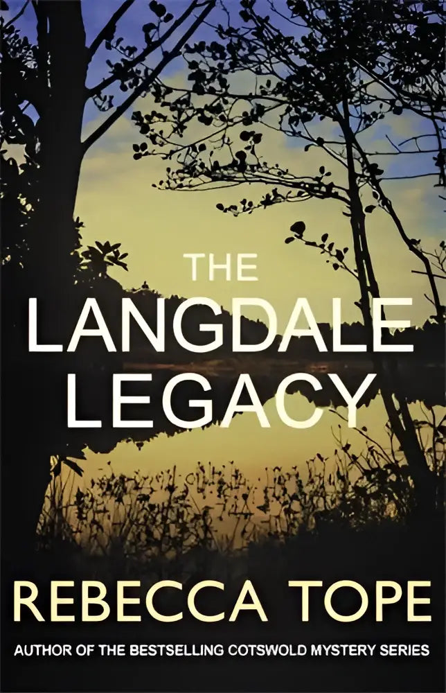 De langdale legacy boekomslag toont een serene zonsondergang met silhouetten van bomen en gras tegen een kleurrijke lucht