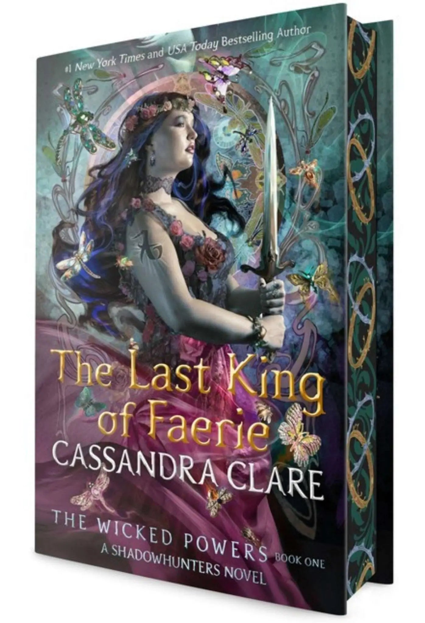 The last king of faerie by cassandra clare fantasy book cover with woman in purple gown and sword, themed the wicked powers