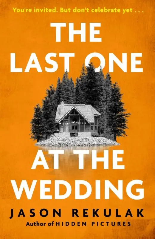 The last one at the wedding een spannende thriller met groot hart en grote verrassingen, zwart-wit illustratie van een rustieke hut