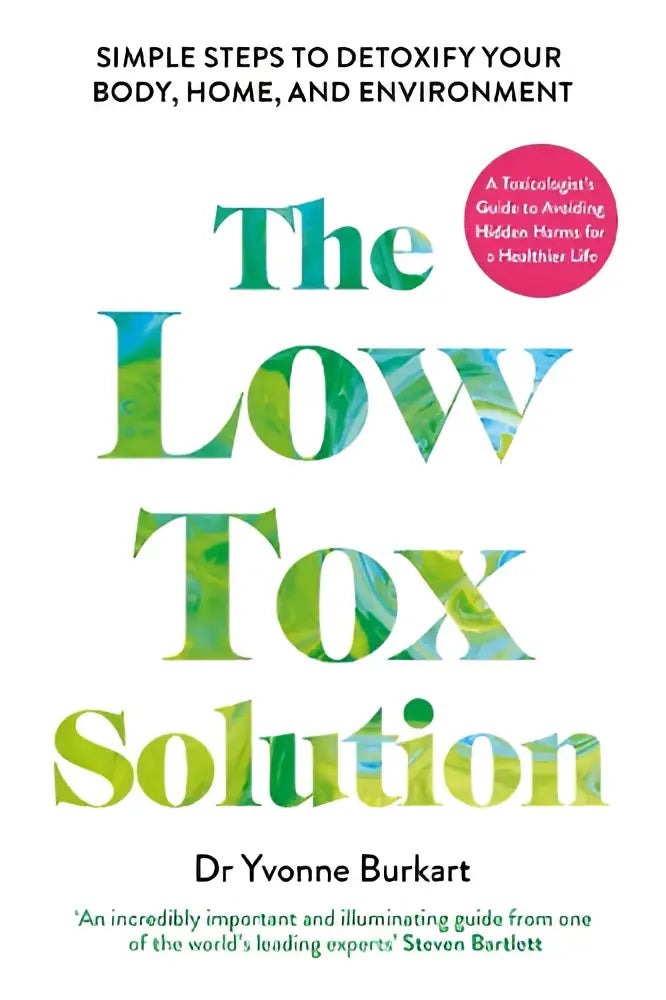 The low tox solution boek met levendige groene en blauwe titel en auteur dr, gericht op low tox oplossingen