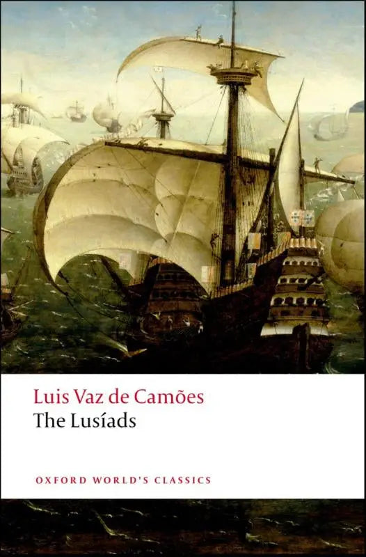 The lusiads cover showing a grand sailing ship with white sails and dark wooden hull illustrating the greatest epic poems